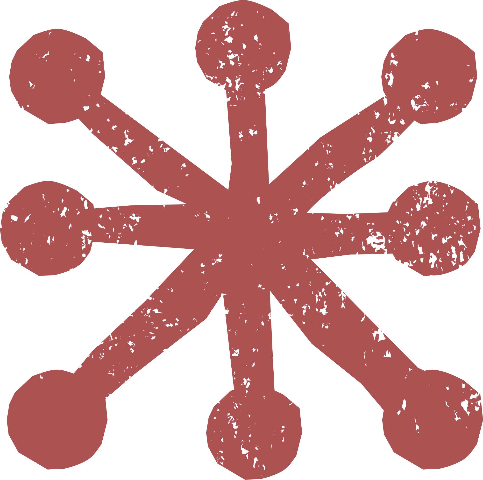 A vintage-style, textured graphic of a stylized chemical flask or test tube with a rounded top, set against a black background.