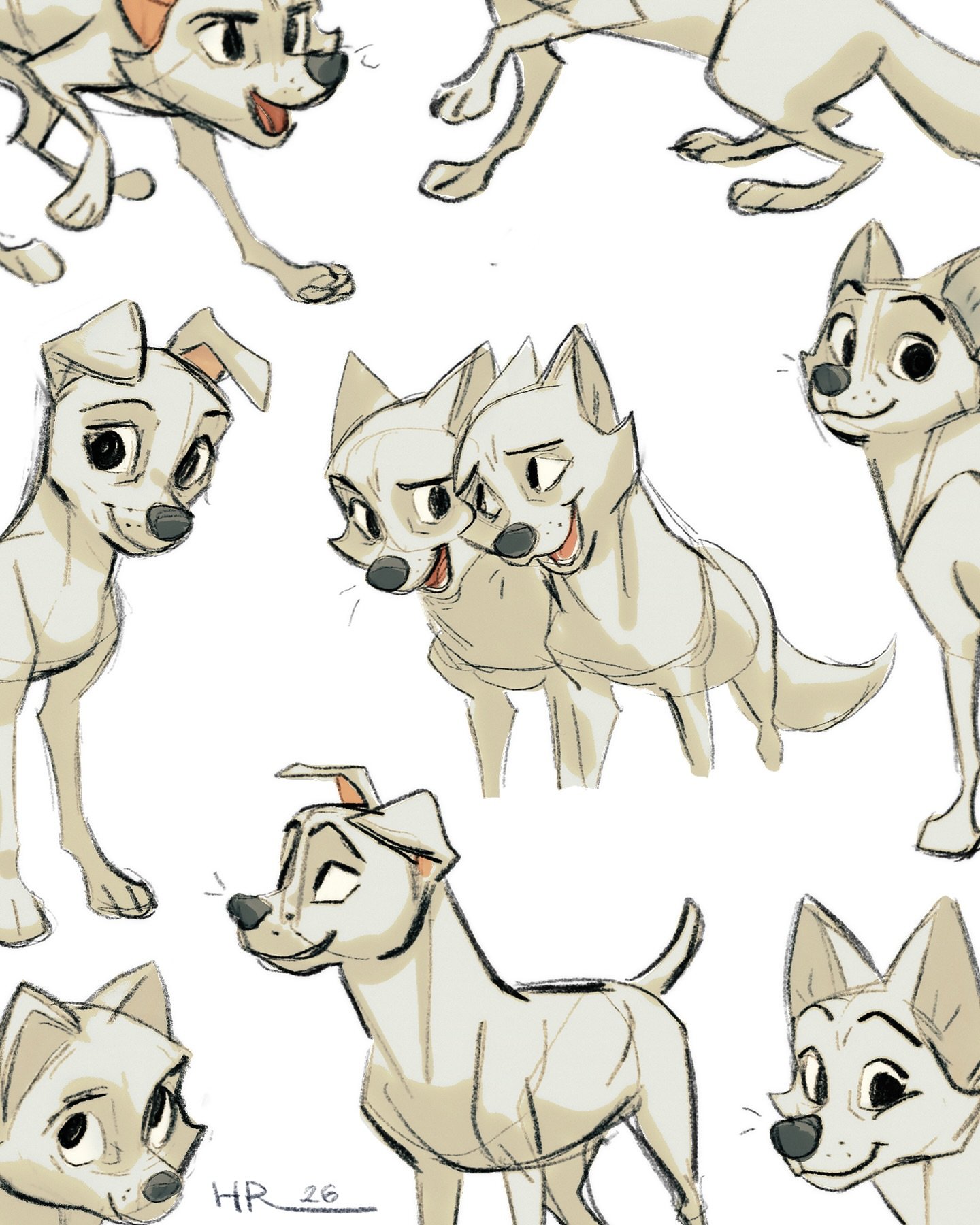 The suggested audio was quite relevant 🐶🐾 Anyway&mdash;I forgot to make a post for these dog sketches after I shared the video to my story haha. You can watch the timelapse for these guys and some other dog/fox sketches over on my YouTube channel~
