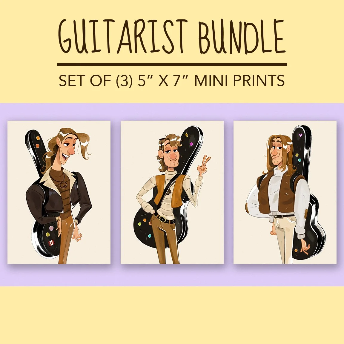 Guitarist I–III Mini Print Set