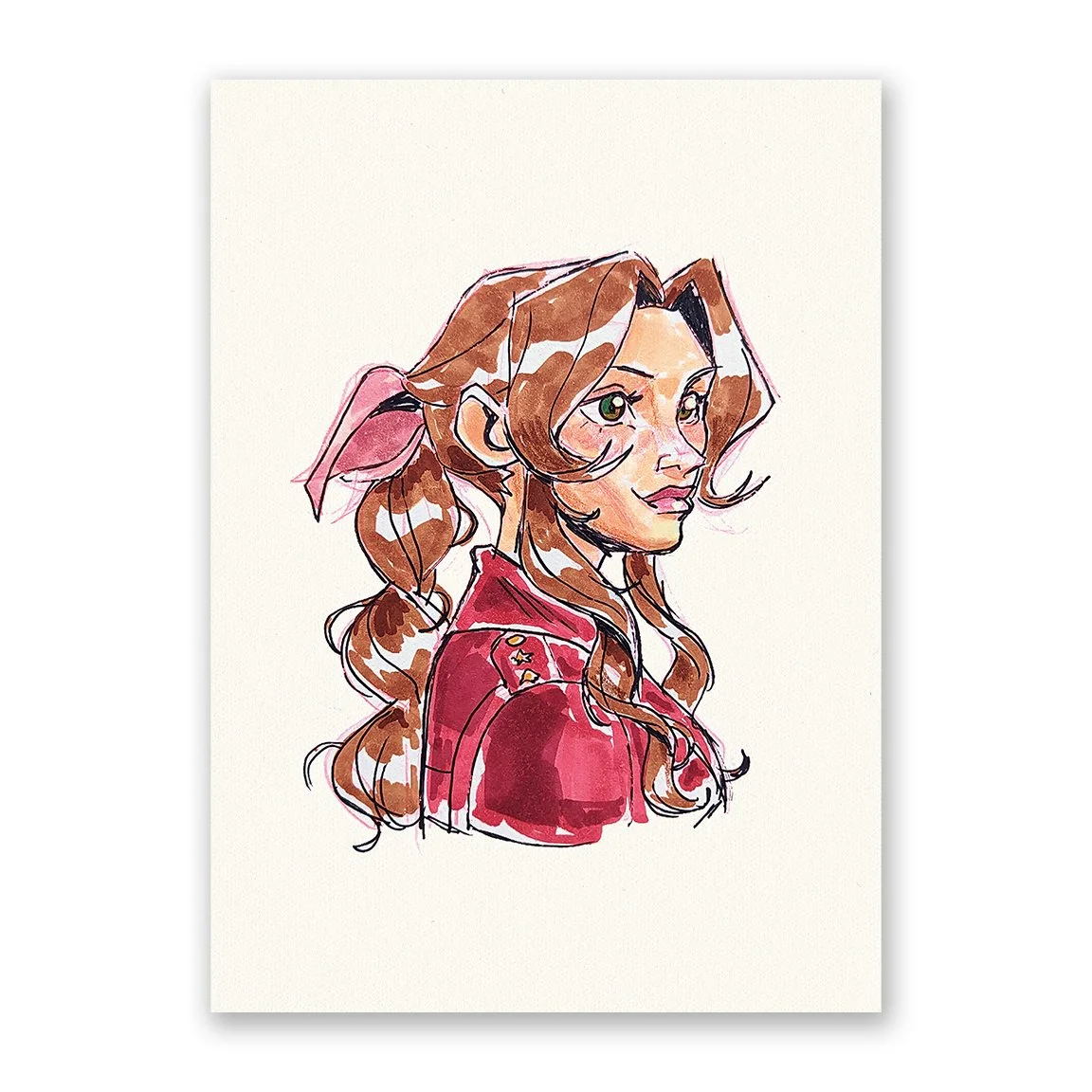 Aerith Bust Sketch Mini Print