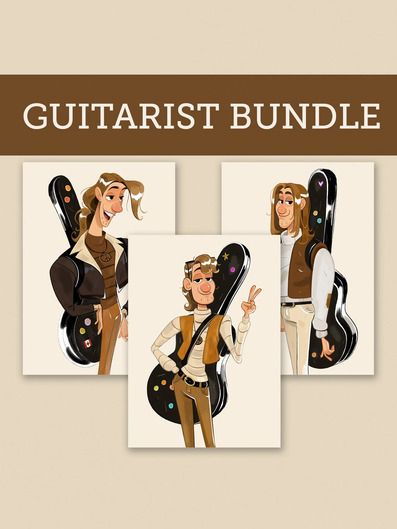 Guitarist I–III Mini Print Set
