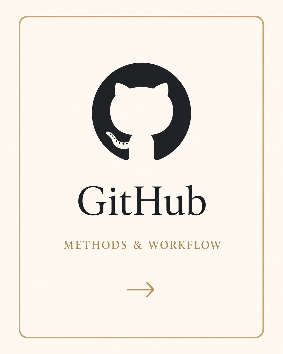 GitHub logo with text 'Methods & Workflow' and an arrow pointing to the right.