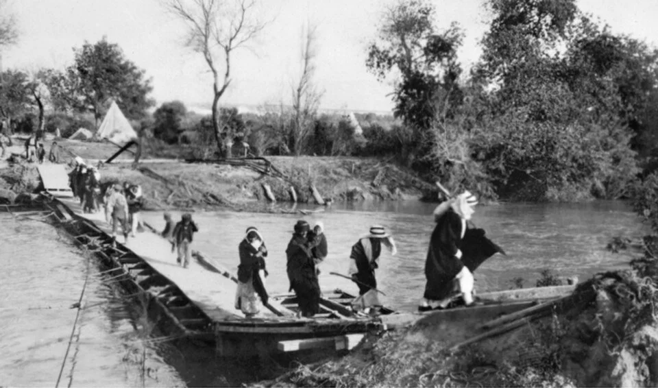 Historic river crossing illustrating movement across the Yabboq, or Wadi Zarqa, associated with Jacob’s crossing in Genesis 32.
