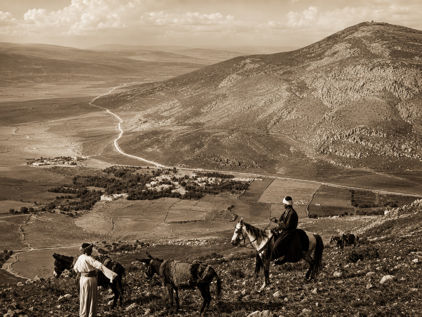 Historic highland landscape in the southern Levant, illustrating movement corridors, grazing terrain, and the geography of the patriarchal narratives.