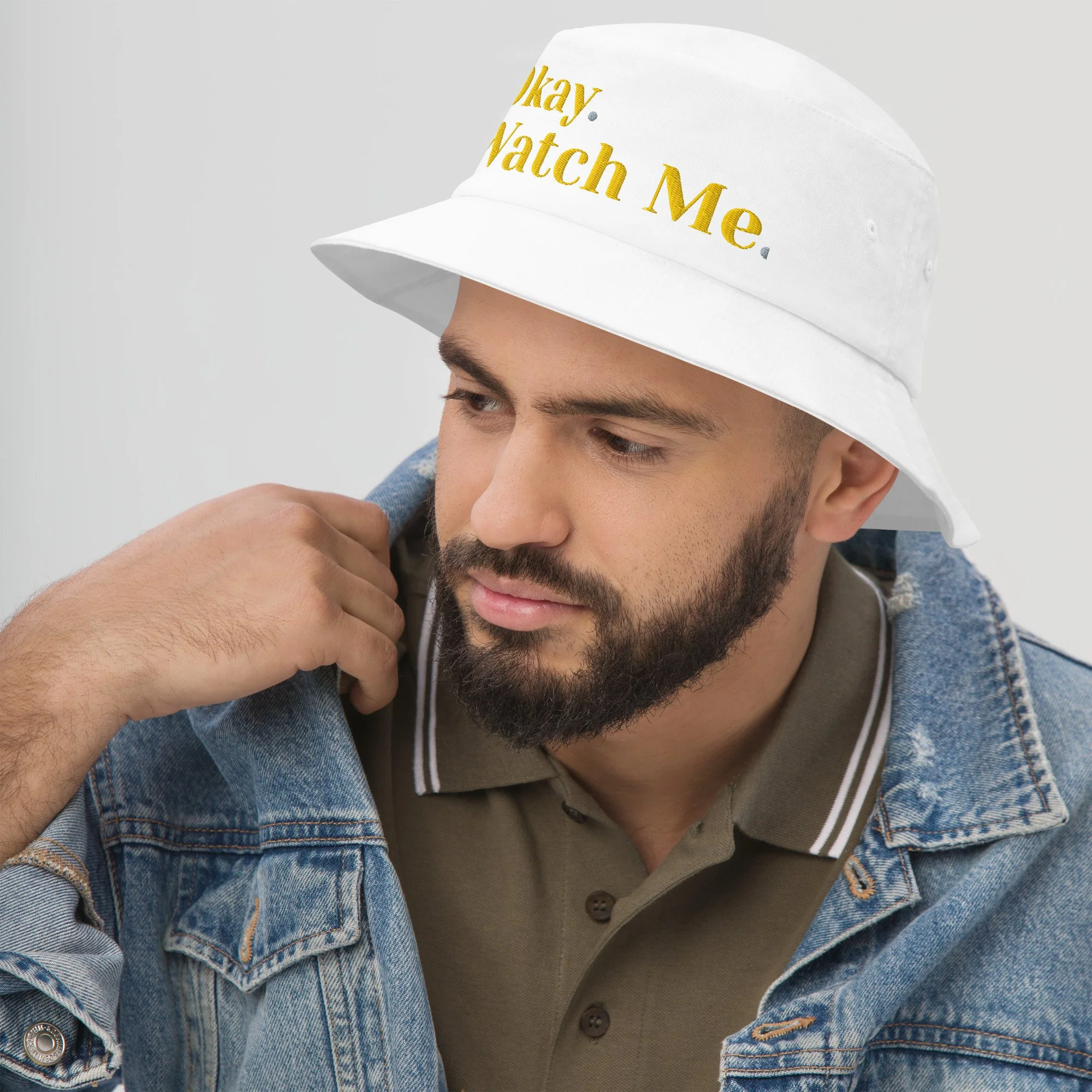 Bucket Hat – Okay. Watch Me. (White)