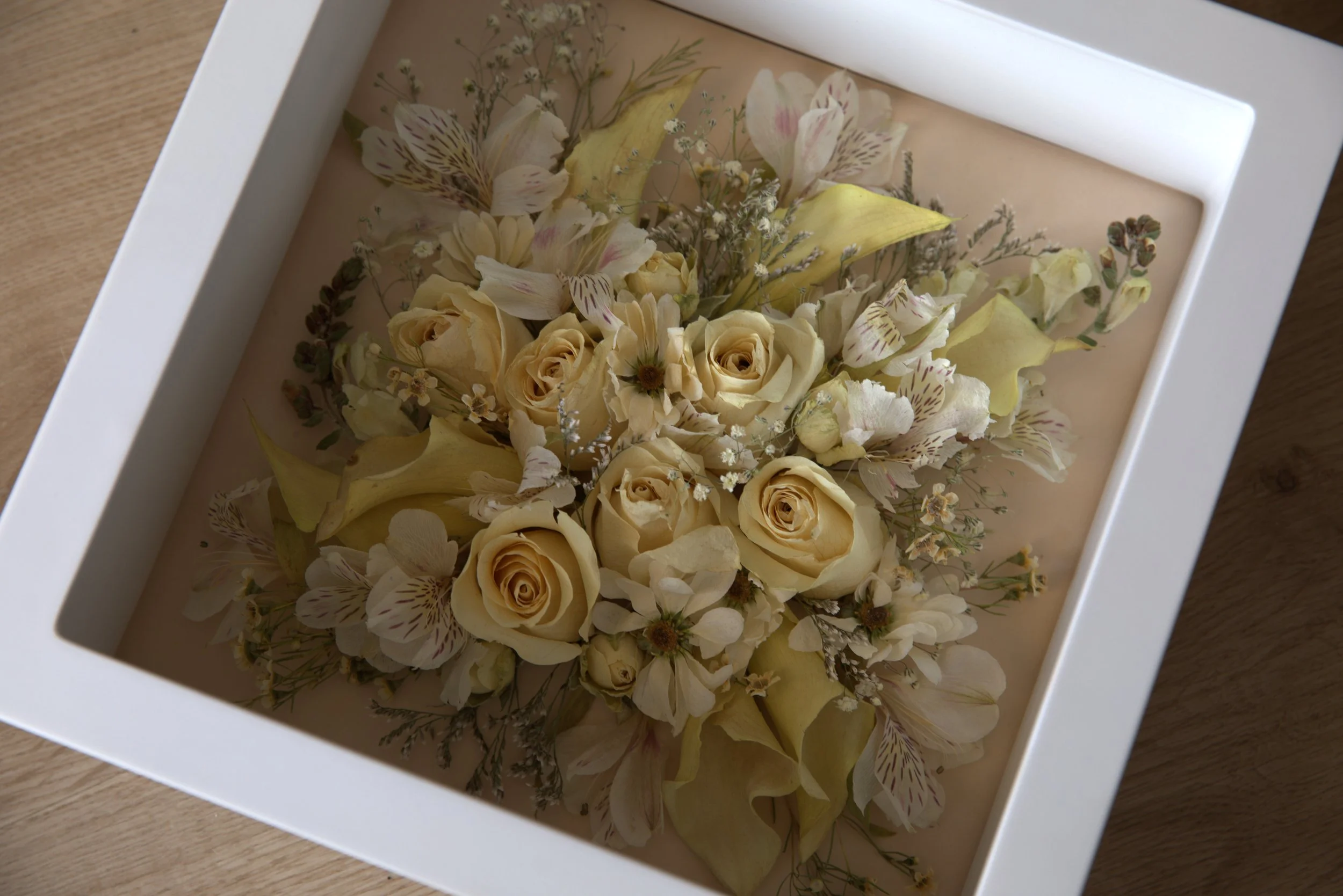 11x11 White Shadow Box with Cream Background