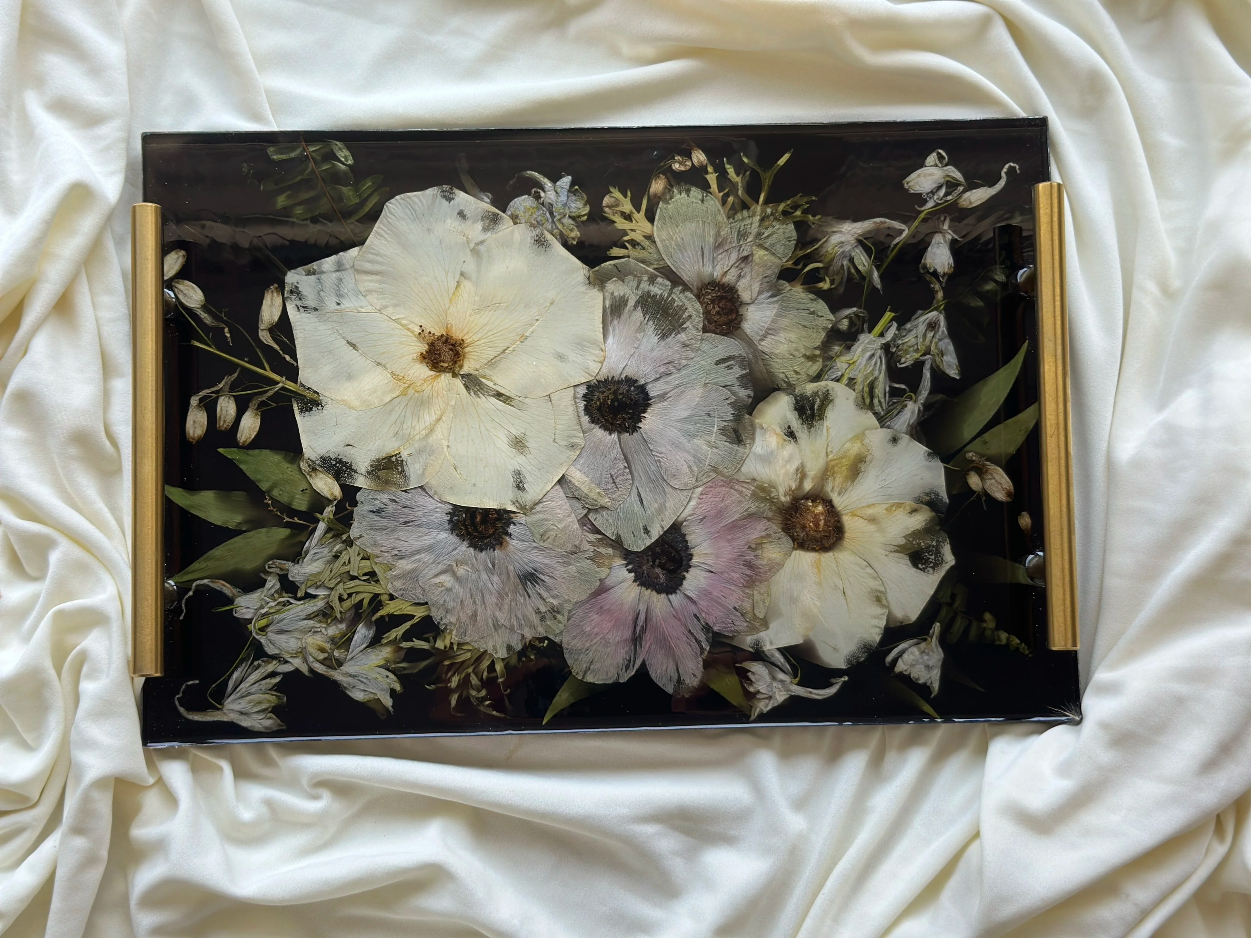12x8x1 Resin Tray w/Gold Handles Moody Resin 