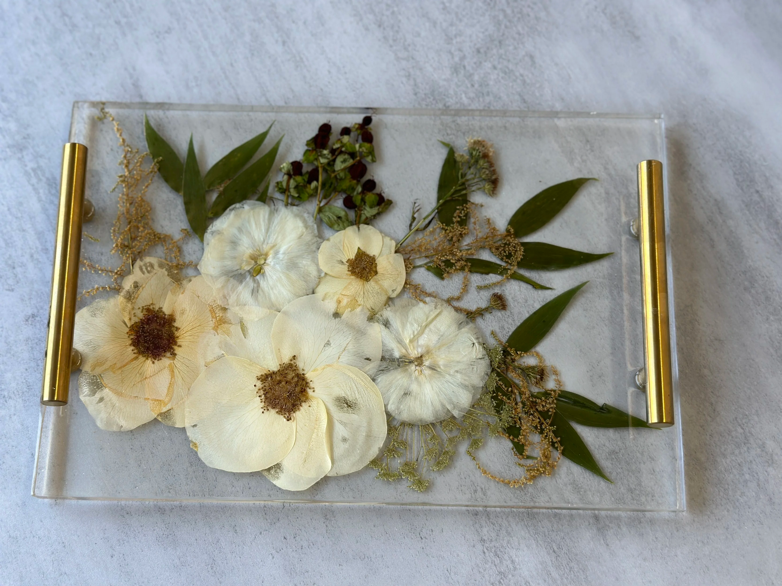 12x8x1 Resin Tray w/Gold Handles