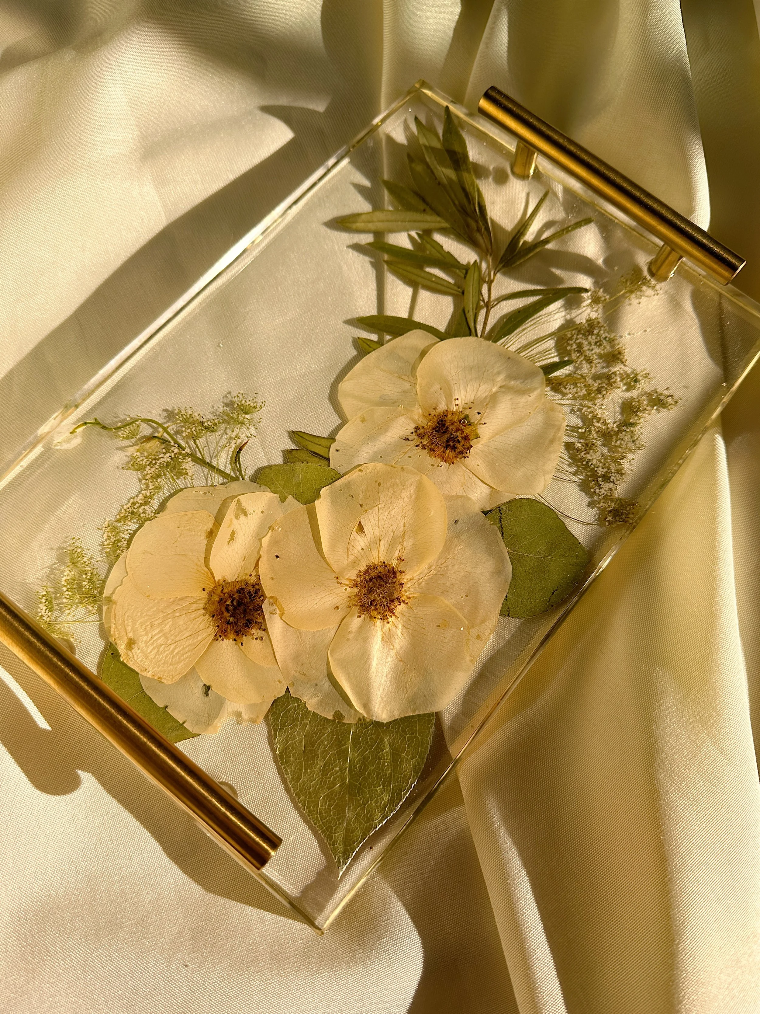 12x8x1 Resin Tray w/Gold Handles