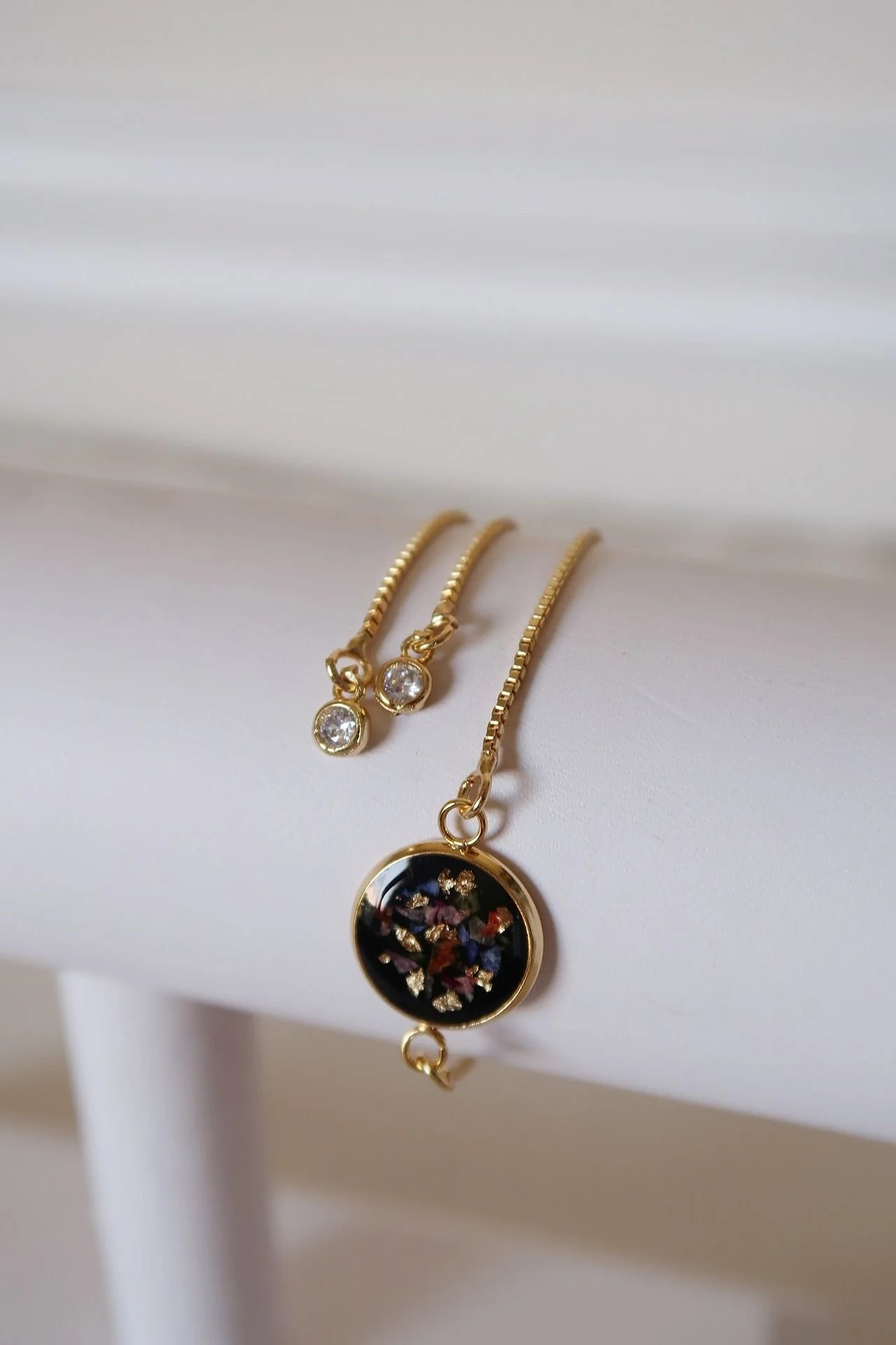 BLACK 22mm 18k Adjustable Gold Plated 9" Bracelet 