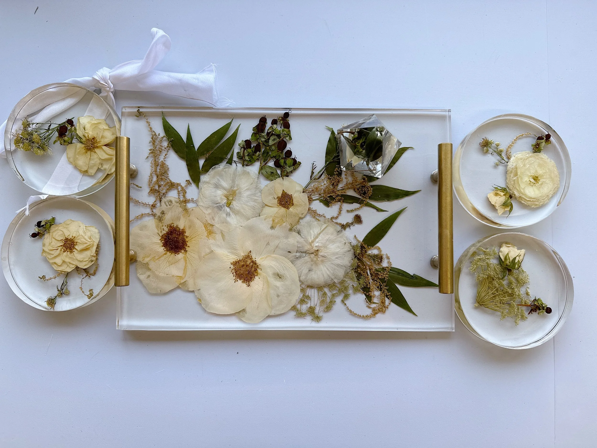 12x8x1 Resin Tray w/Gold Handles