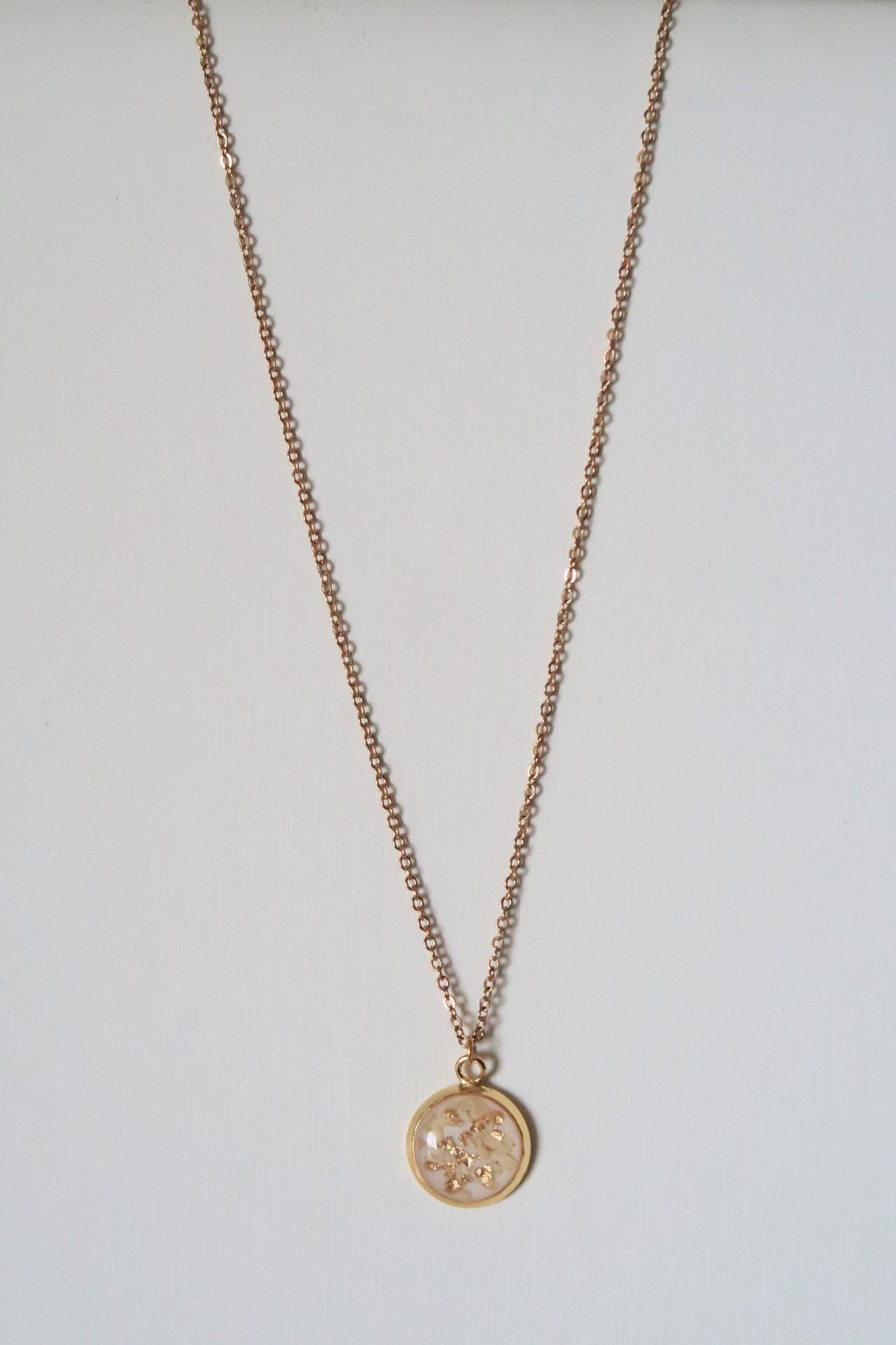 WHITE 10MM ROUND 14k Gold Plated 16"
