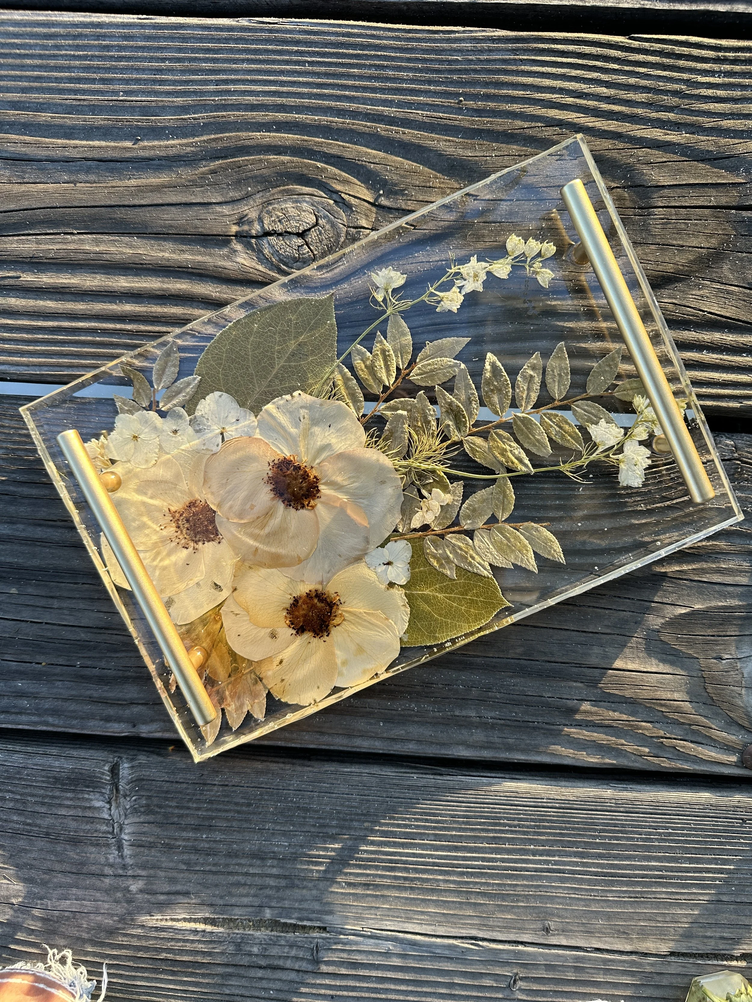 12x8x1 Resin Tray w/Gold Handles