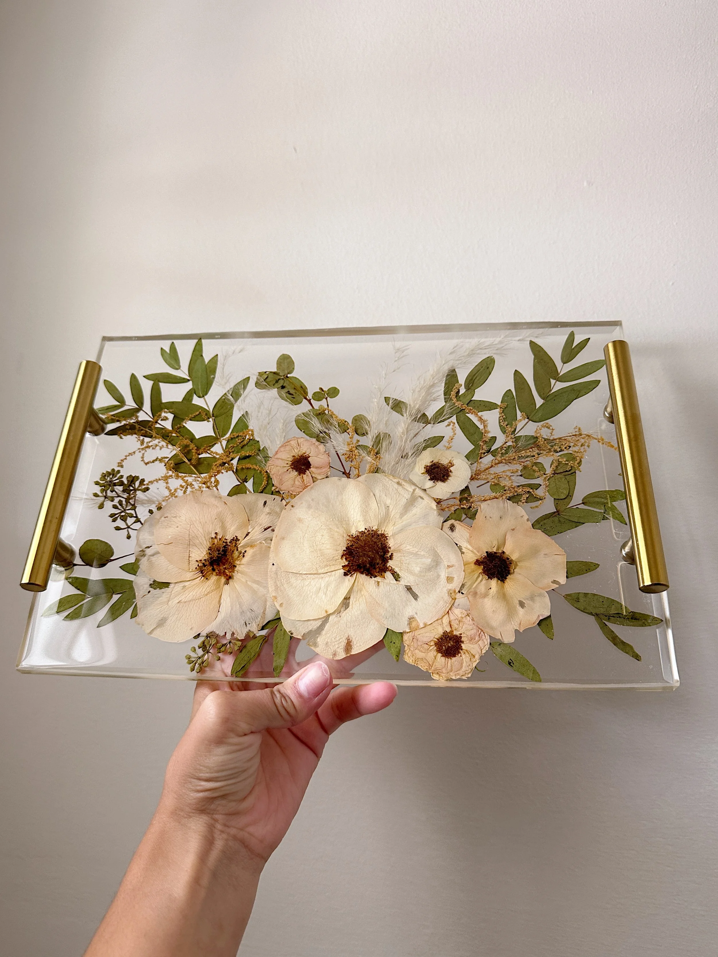 12x8x1 Resin Tray w/Gold Handles