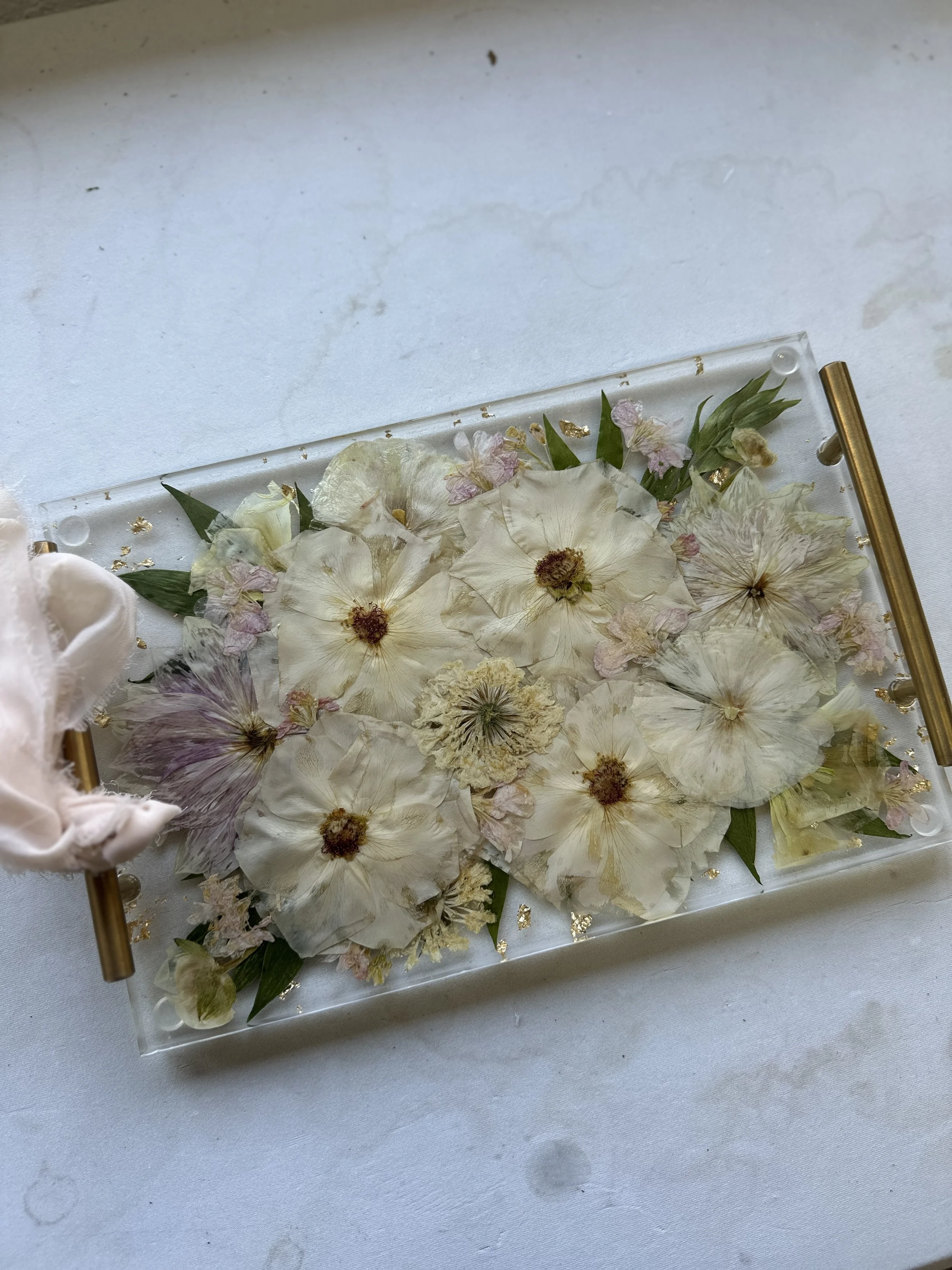 12x8x1 Resin Tray w/Gold Handles