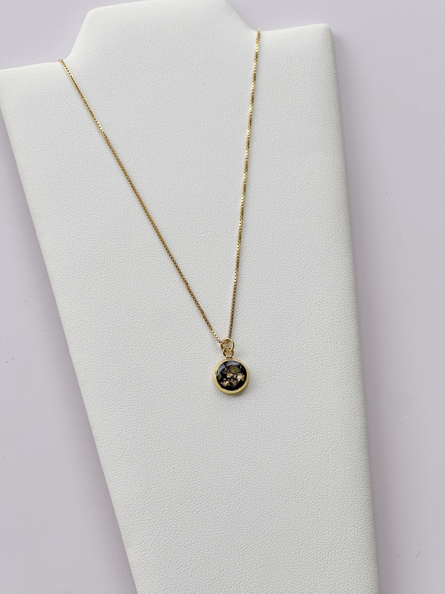 BLACK 8mm ROUND 14k Gold Plated 16" 