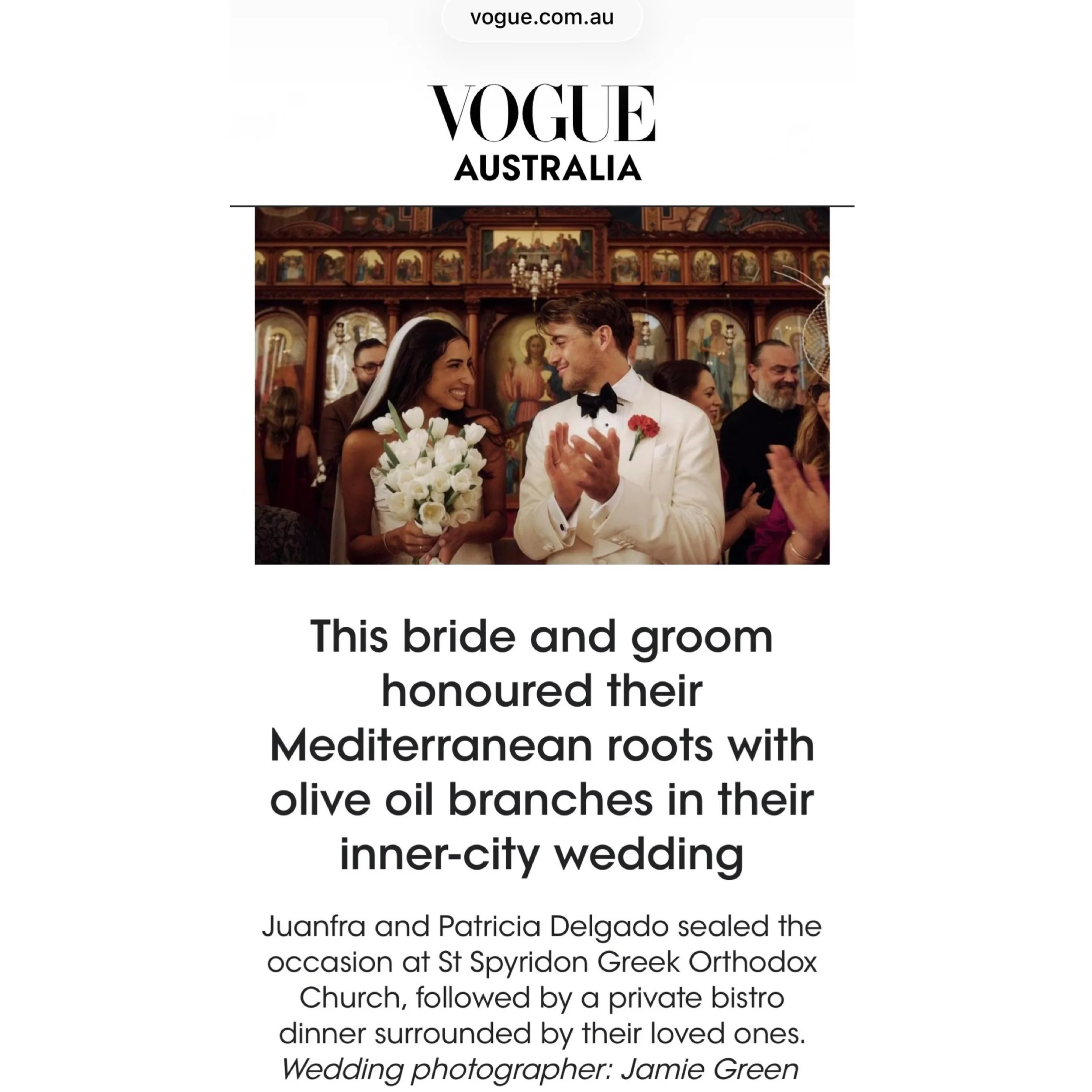 Patricia &amp; Juanfra 21&bull;02&bull;26 @vogueaustralia 
#vogueaustralia #flowersbyzoesydney #justmarried #pinchme 🥹🥹

@jamie_.green @melirenemua @lucy_folk @armoricasurryhills @studiosugarbymelissa @suitsupply @houseofharperau @patricia_aronis