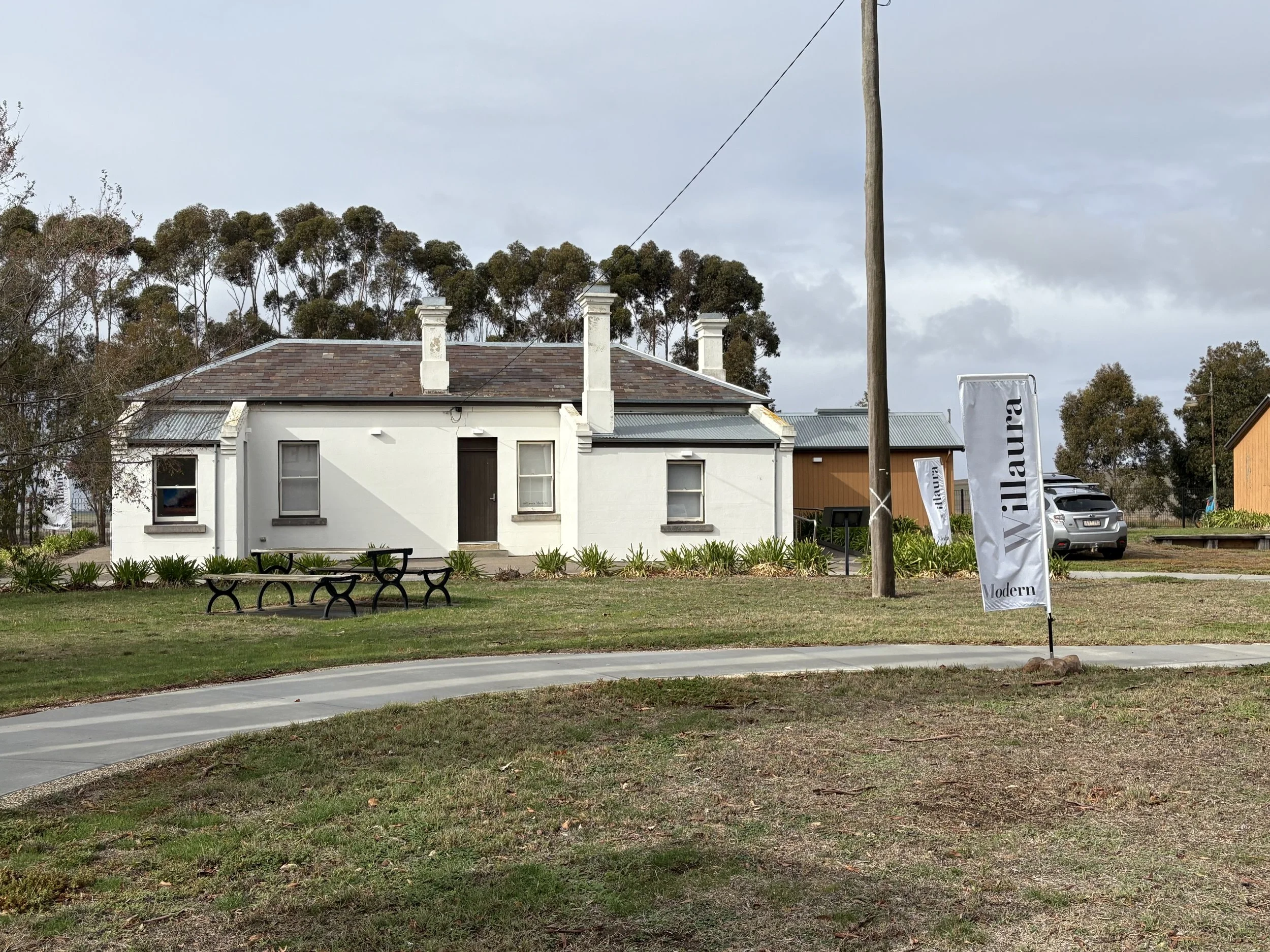 Willaura Modern gallery, which is housed in the decommissioned Willaura Train Station, right on the track
