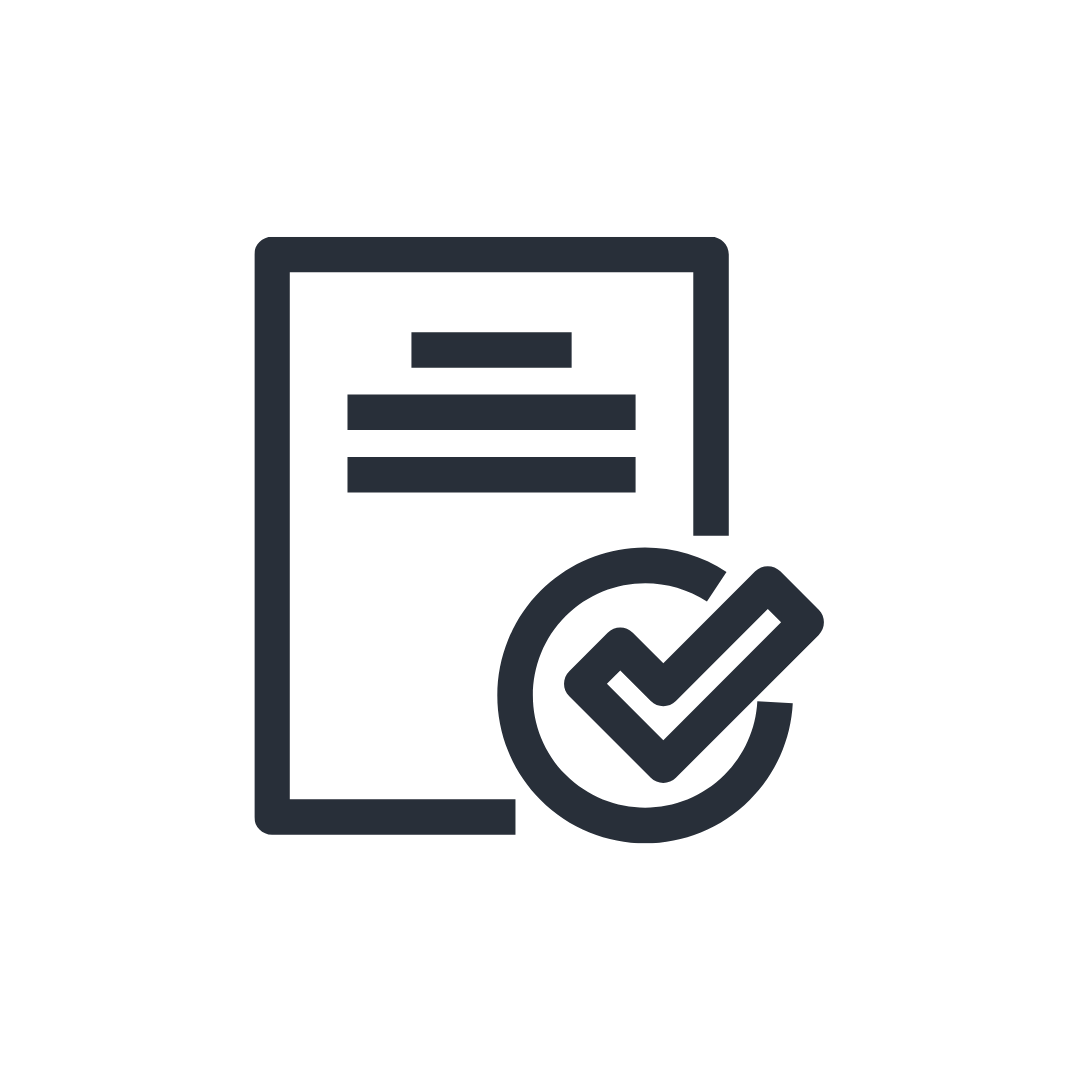 Icon of a document with a checkmark symbol overlaid.