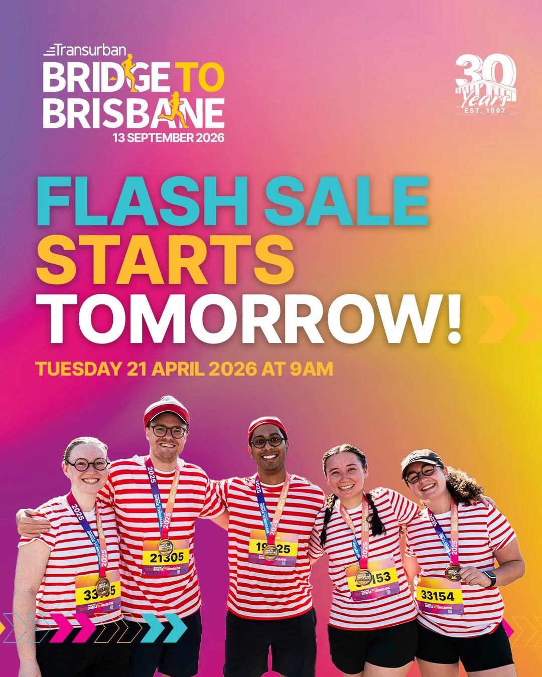 Run, Don't Walk! 🏃&zwj;♀️&zwj;➡️

Our Flash Sale drops tomorrow at 9am AEST (QLD time), and it&rsquo;s your best shot to lock in your entry for less. 👀🚨

Don&rsquo;t sit on this one.
72 hours. Limited allocations. When they're gone, they're gone.