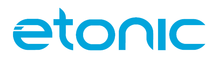 Blue text spelling 'etonic' on a white background.
