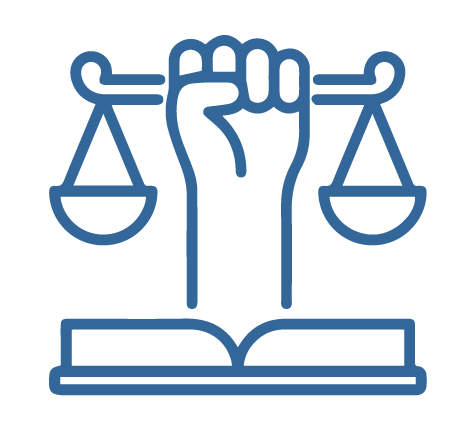 An illustration of a hand holding a scale, with an open book underneath