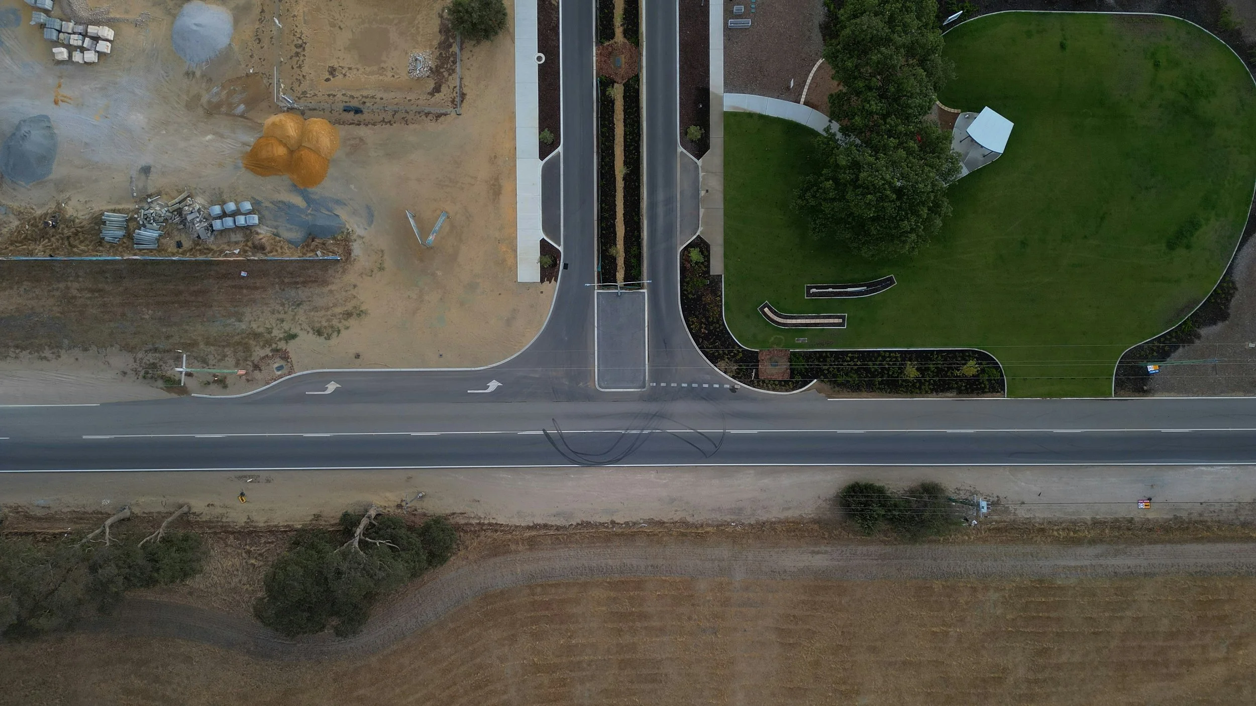 Aerial view of subdivision site in Perth with vacant development lot
