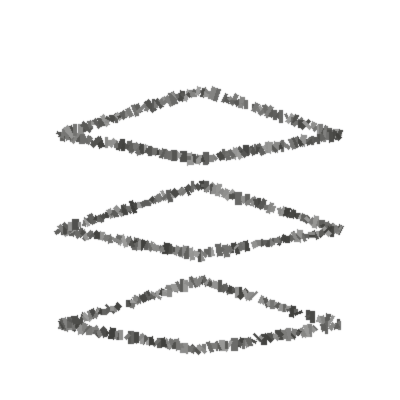 Diagram showing three parallel, wavy horizontal lines on a black background.