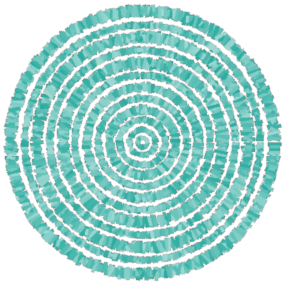 A spiral pattern of jagged turquoise lines on a black background.