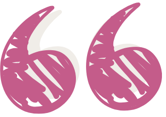 Stylized pink quotation marks on a black background.
