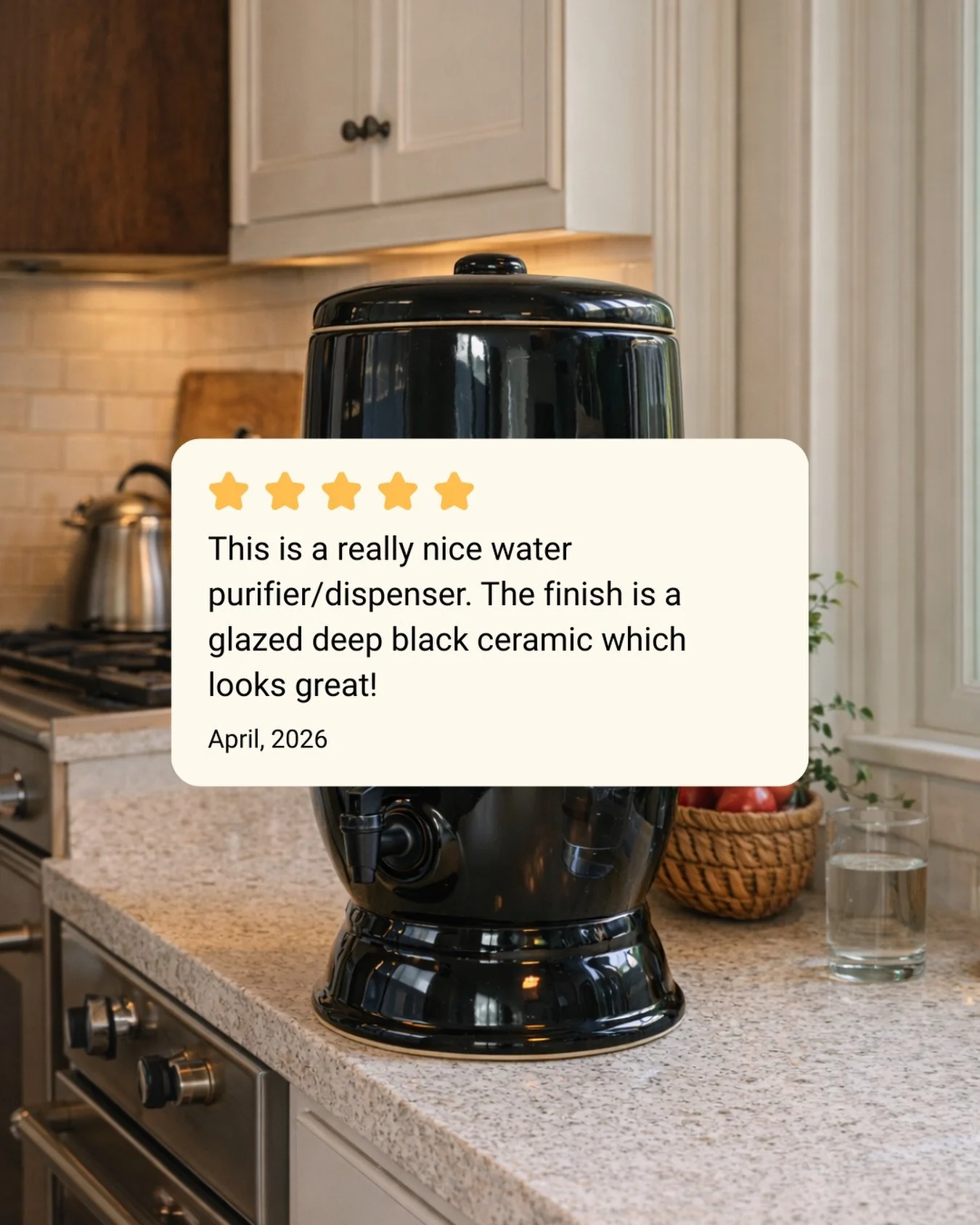 ⭐️⭐️⭐️⭐️⭐️from another satisfied &amp; hydrated @homedepot customer! 

The Stefani Gravity-Fed Porcelain Water Purifier was designed with style in mind, featuring a rich gloss black finish and matching faucet to complement the aesthetic. 

Available 