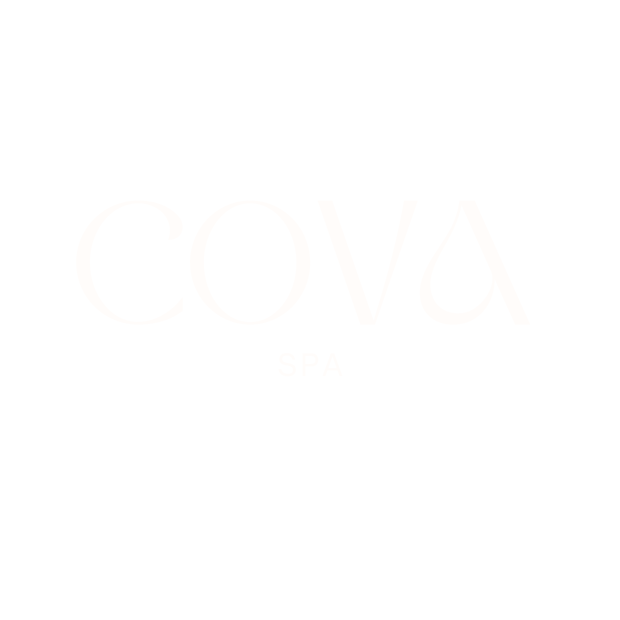 Luxury black and white logo for CovA Spa with a stylized crown above the text.