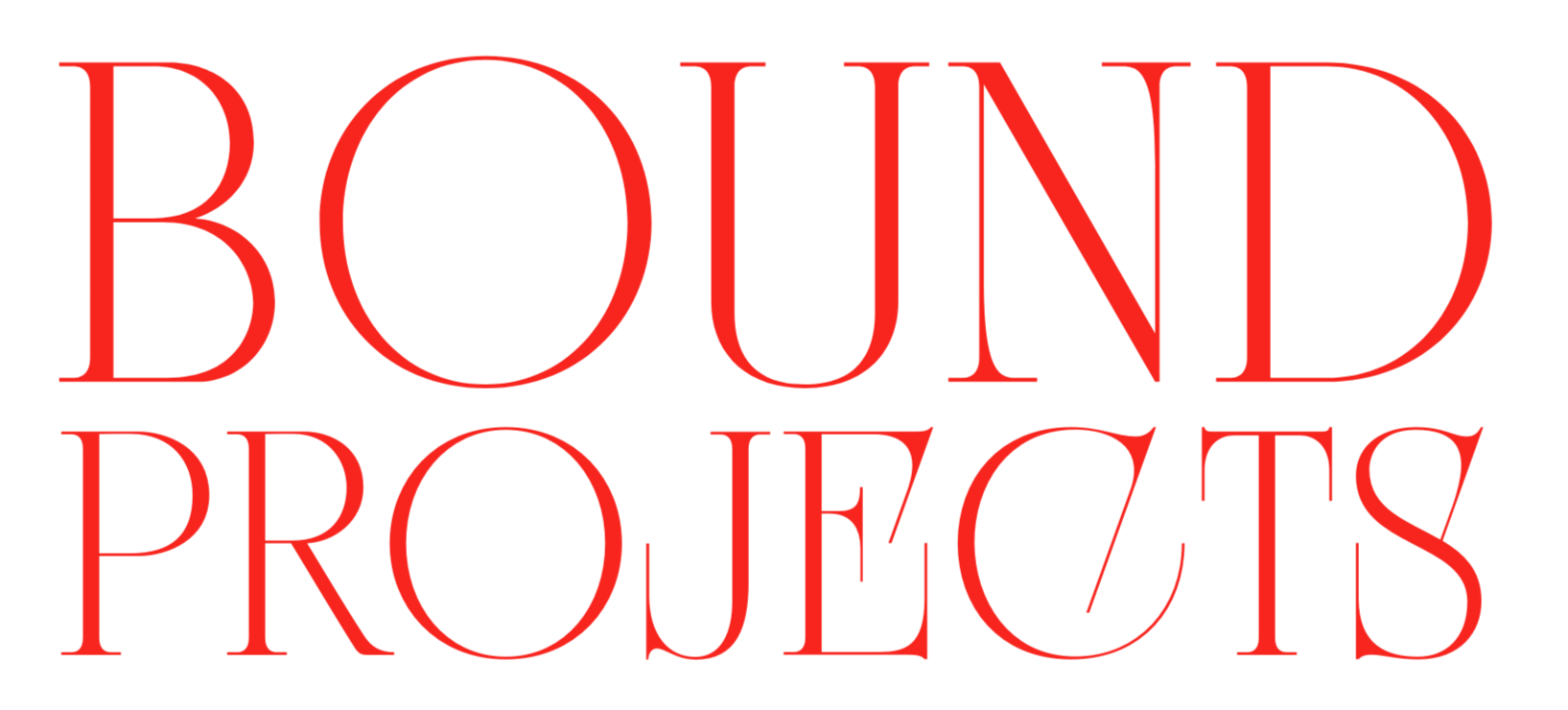 Text reads 'BOUND PROJECTS' in red uppercase letters on a dark burgandy background.