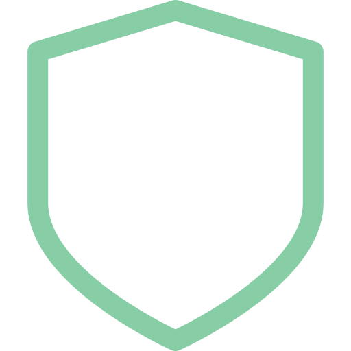 An empty shield outline logo with a green border.