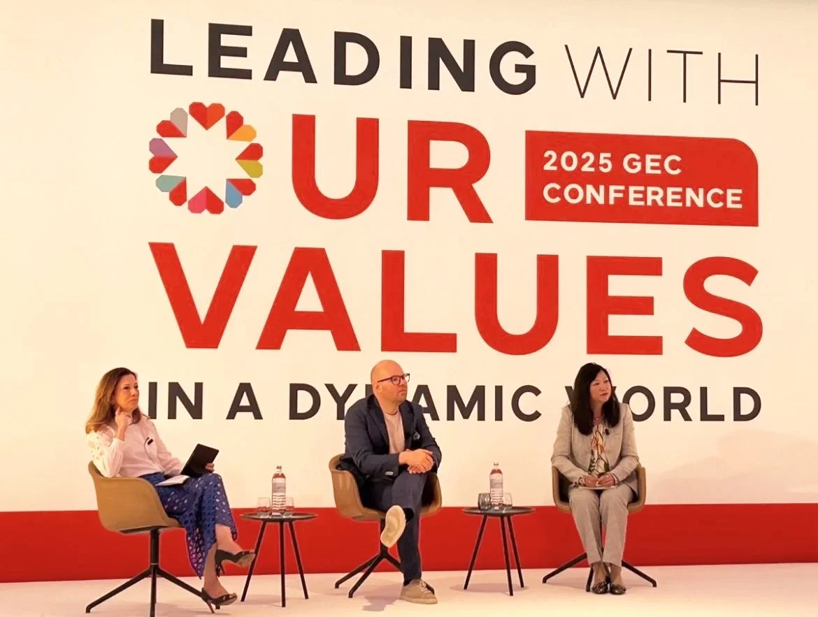 Tobias Sturesson being interviewed at Takeda pharmaceutical's 2025 GEC Conference, titled Leading With Our Values in a Dynamic World. 