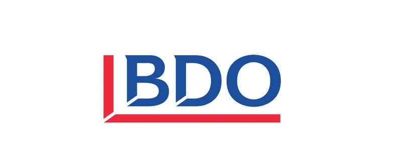 Logo of BDO, a financial services company.