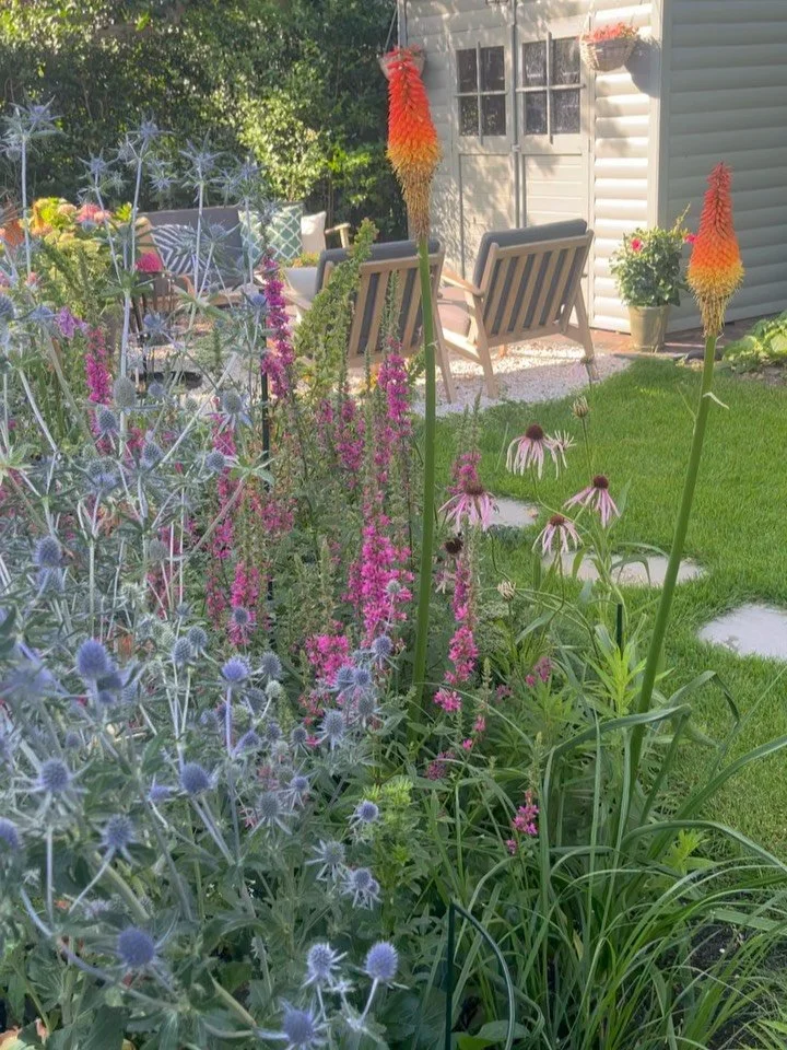 ✨family garden✨ Take a look at the unique futures of this cheerful project. Truly a garden after my own heart. Bursting with color and a garden for the whole family. Here I share the design and planting design, some of the materials used, and some sp