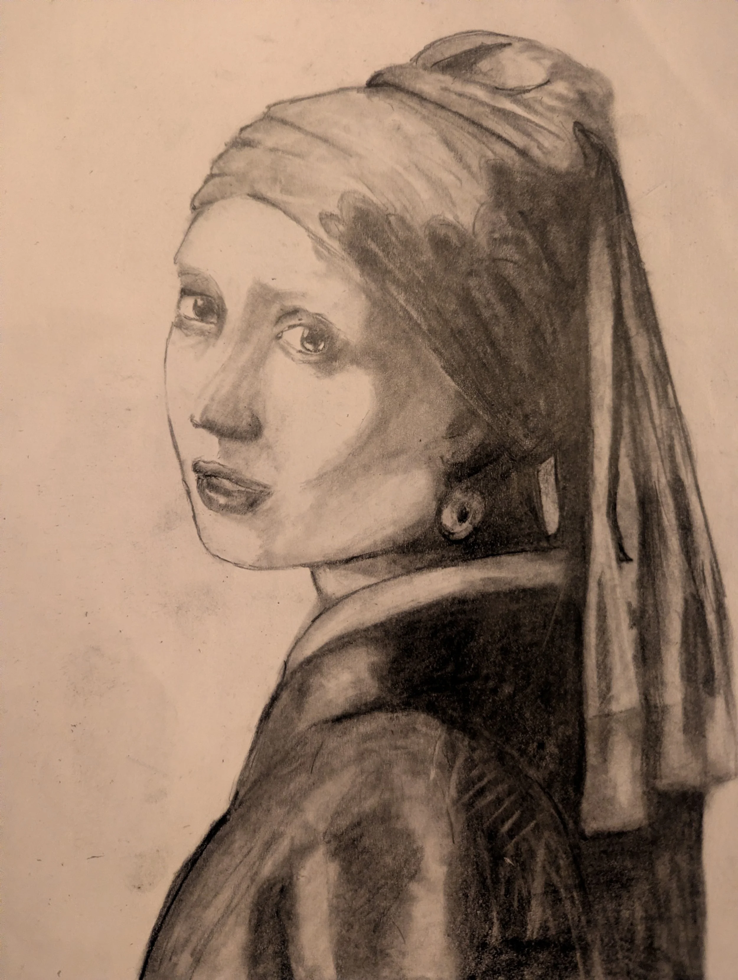 Girl with a Pearl Earring in graphite