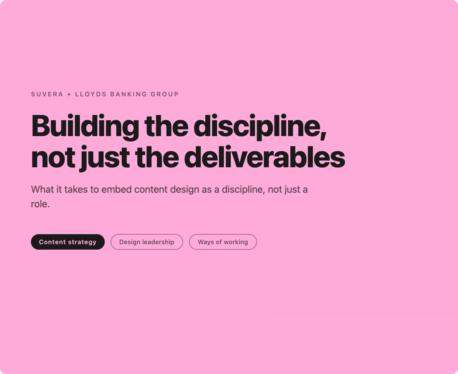 Building the discipline, not just the deliverables