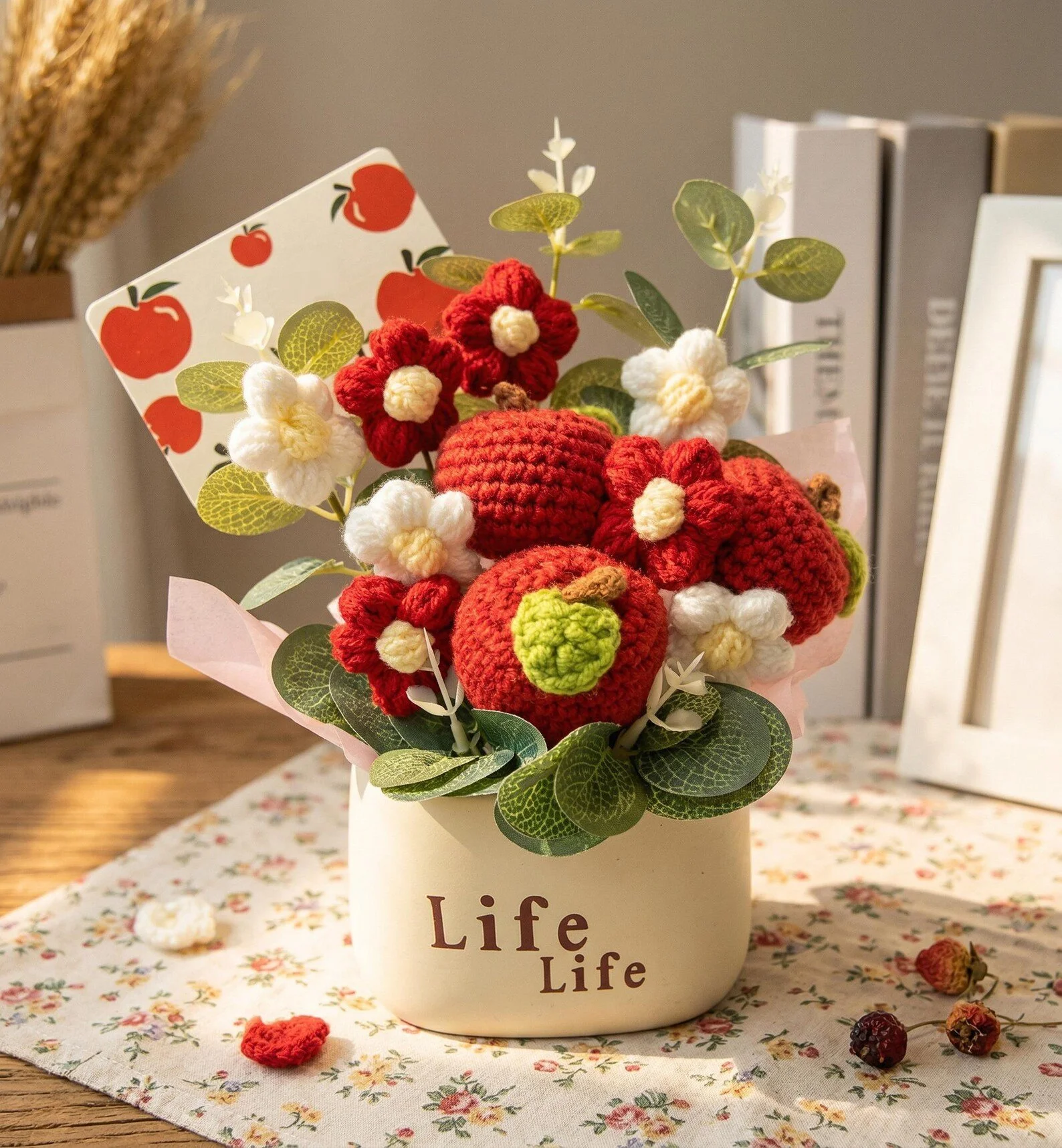 Handmade Crochet Apple Potted Plant