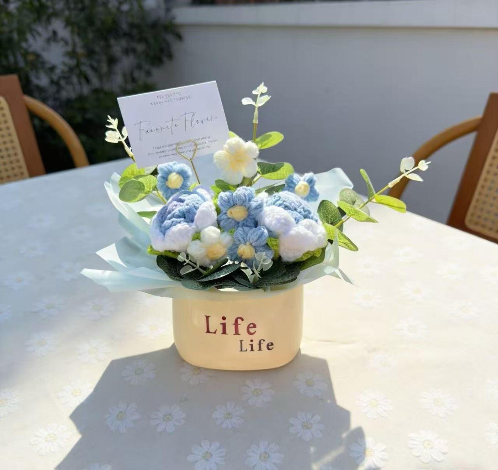 Handmade Crochet Rose Potted Plant