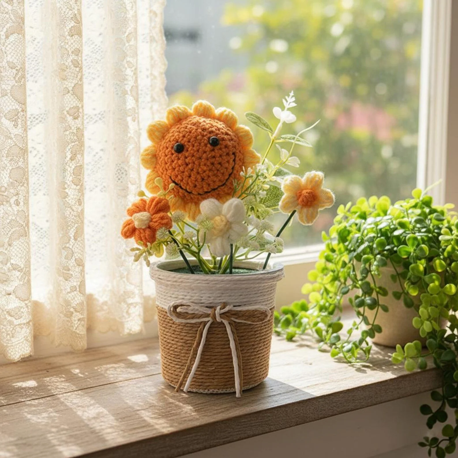 Handmade Yarn Knitted Flower Pot