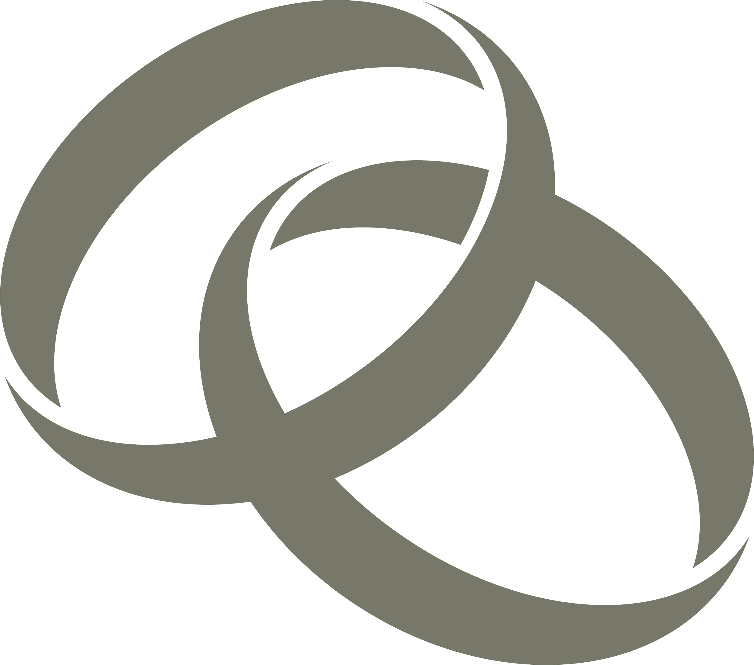 Zwei schwarze Ringe, die miteinander verflochten sind.