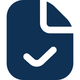 Icon of a document with a checkmark.