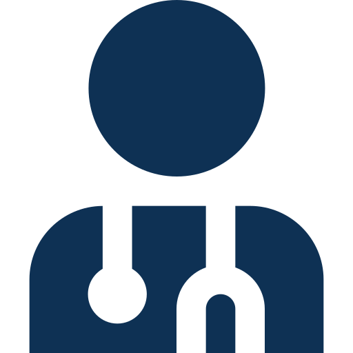 Silhouette of a doctor with a stethoscope around the neck