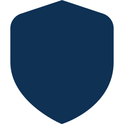 A dark blue shield-shaped icon on a plain background.
