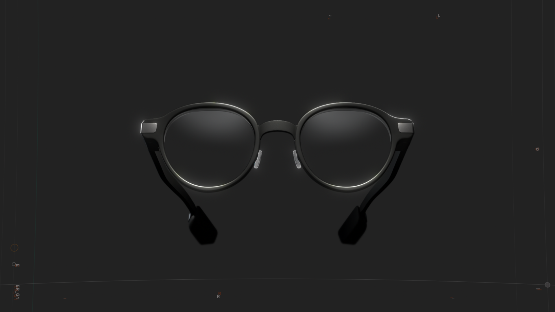 Round, reflective sunglasses on a dark background.