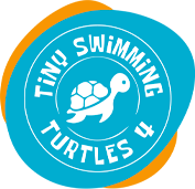 Circular logo with a turtle and the text 'Tiny Swimming Turtles' on a blue background.