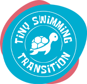 Logo with a blue background, featuring a small turtle and the text 'Tiny Swimming Transition' in a circular arrangement.