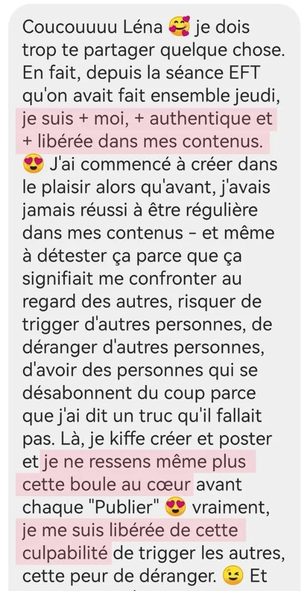 Témoignage EFT — libération de la peur du regard des autres et de la culpabilité